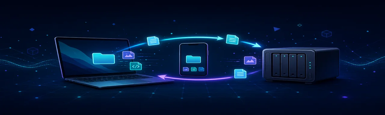 Como o Syncthing mantém arquivos sincronizados entre notebook, smartphone e servidor sem depender de envios manuais. /2025/08/15/syncthing/featured-image-preview.webp